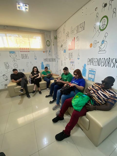 Persons resting in lobby area